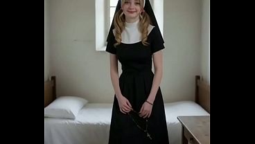 Fantasias IA – Monja de 18 años pura y virgen quiere tener su primera experiencia sexual y me permite que le haga todo lo que quiera en el coño y el culo y que me corra en su boca, en español