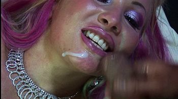 Croft busts out her giant tits before mounting a big hard dick