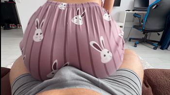 My stepsister pressed herself against my cock in cute pajamas. humping me and she got what she wanted