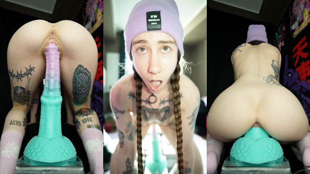 13″ deep pussy fuck with huge Bad Dragon XL Nokken